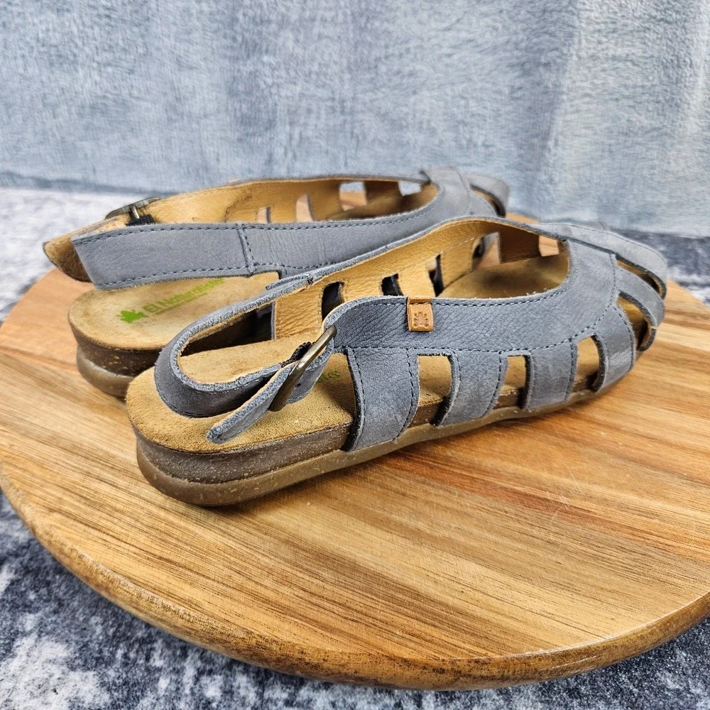 El Naturalista Sandals Womens 39 US 8.5 Gray Slingback Comfort Buckle Slip On